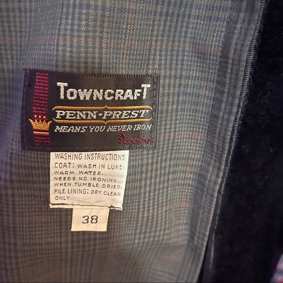 Vtg Towncraft Plaid Removable Furry Lined Coat 38 - Picture 7 of 9